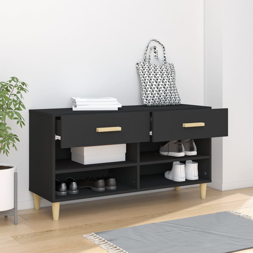 Kenkäkaappi musta 102x35x55 cm tekninen puu - Sisustajankoti.fi