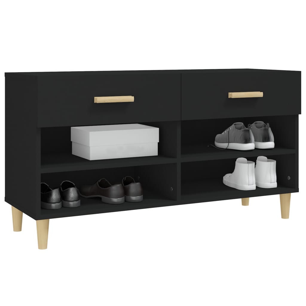 Kenkäkaappi musta 102x35x55 cm tekninen puu - Sisustajankoti.fi