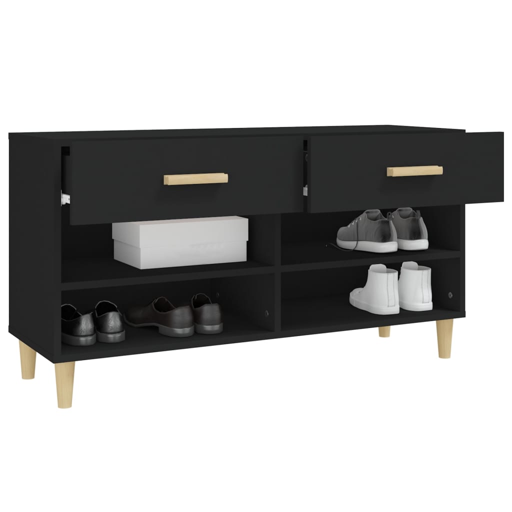 Kenkäkaappi musta 102x35x55 cm tekninen puu - Sisustajankoti.fi