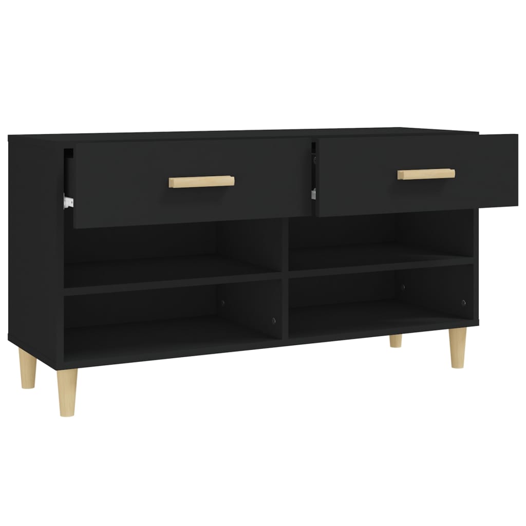 Kenkäkaappi musta 102x35x55 cm tekninen puu - Sisustajankoti.fi