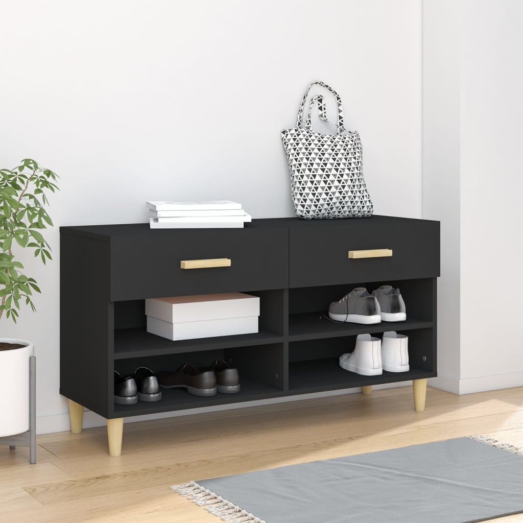 Kenkäkaappi musta 102x35x55 cm tekninen puu - Sisustajankoti.fi