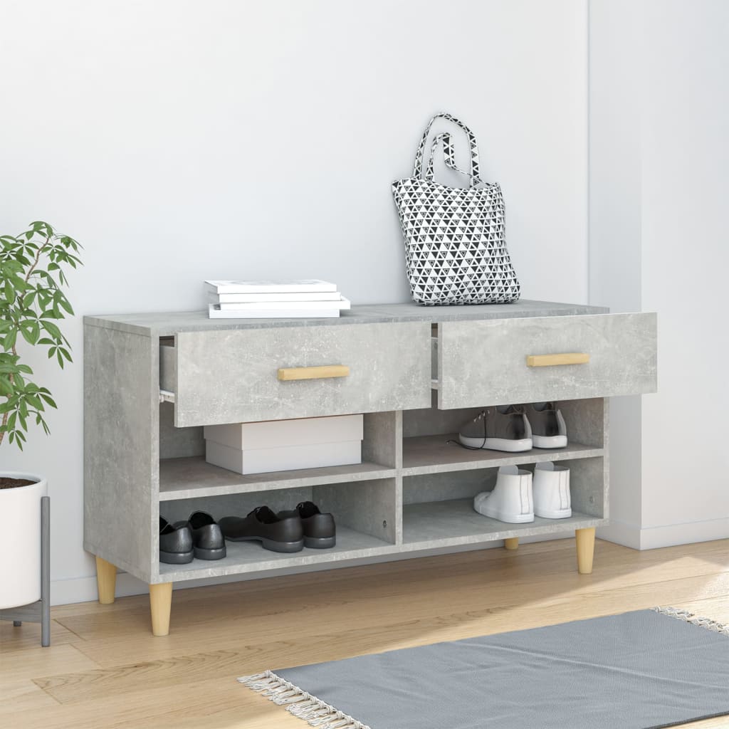 Kenkäkaappi betoninharmaa 102x35x55 cm tekninen puu - Sisustajankoti.fi