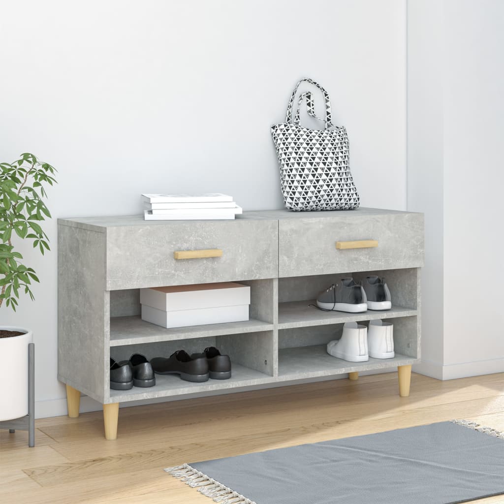 Kenkäkaappi betoninharmaa 102x35x55 cm tekninen puu - Sisustajankoti.fi
