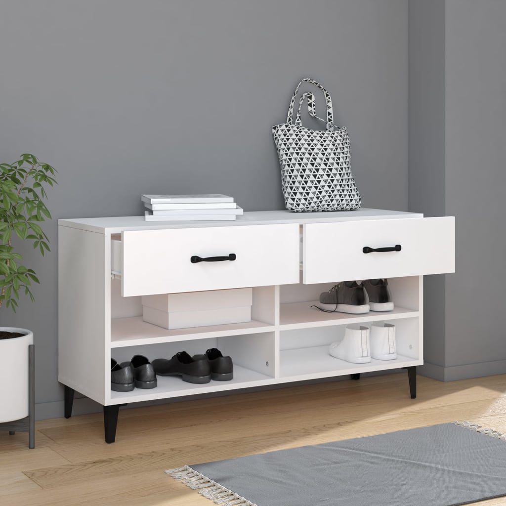 Kenkäkaappi valkoinen 102x35x55 cm tekninen puu - Sisustajankoti.fi