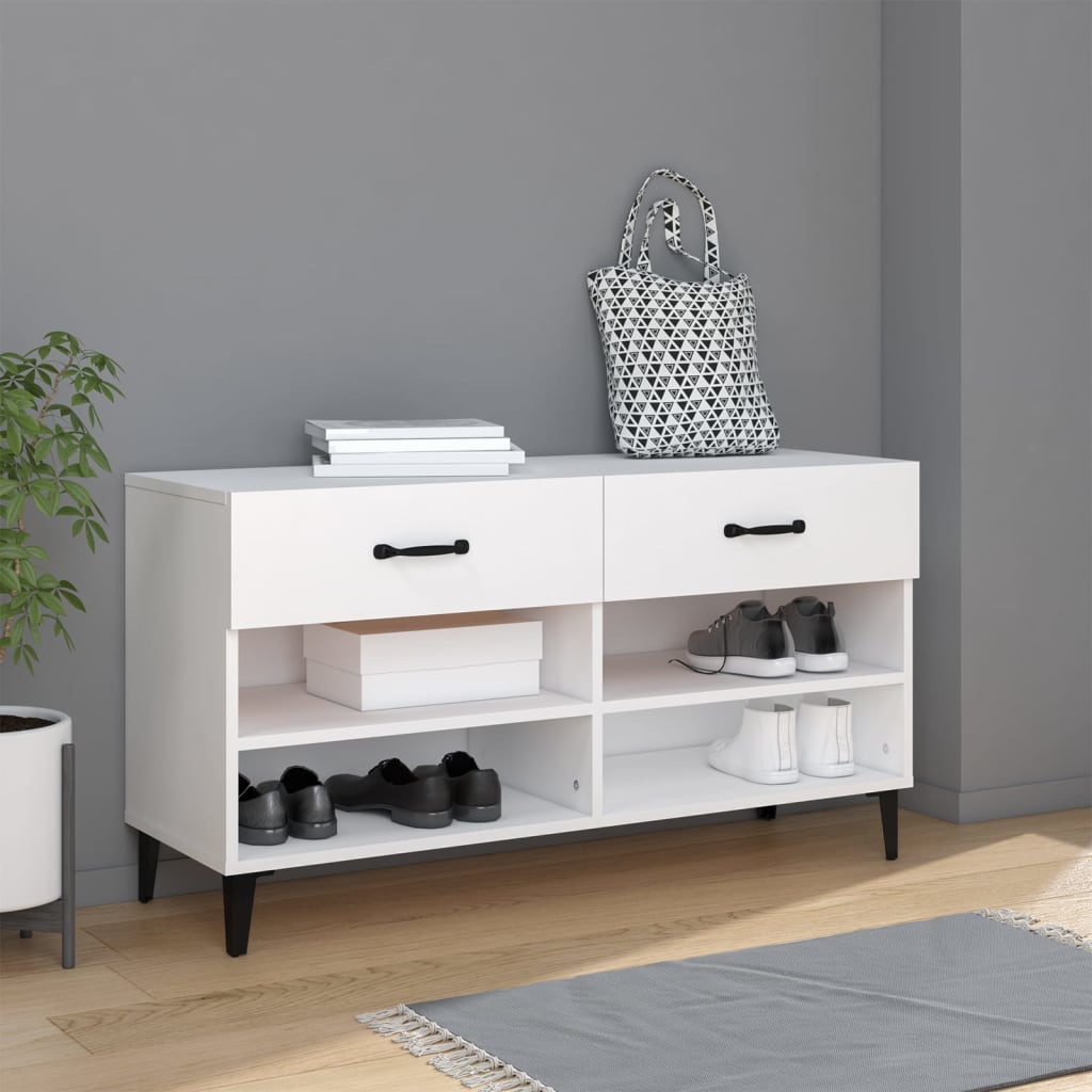 Kenkäkaappi valkoinen 102x35x55 cm tekninen puu - Sisustajankoti.fi