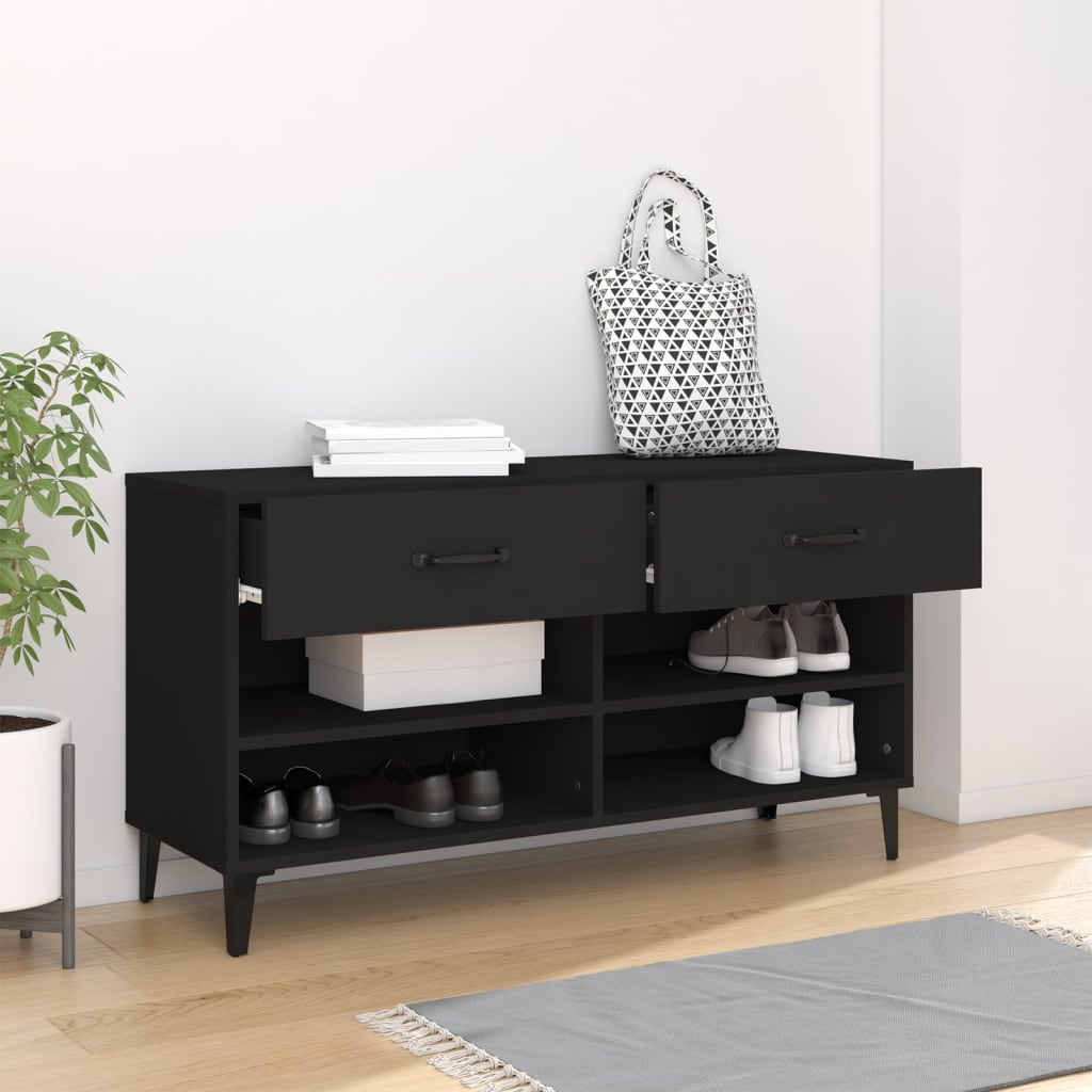 Kenkäkaappi musta 102x35x55 cm tekninen puu - Sisustajankoti.fi
