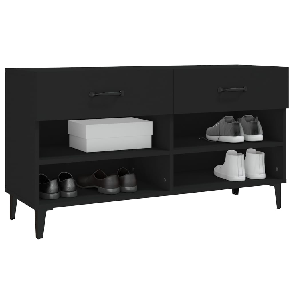 Kenkäkaappi musta 102x35x55 cm tekninen puu - Sisustajankoti.fi