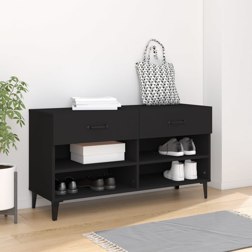 Kenkäkaappi musta 102x35x55 cm tekninen puu - Sisustajankoti.fi