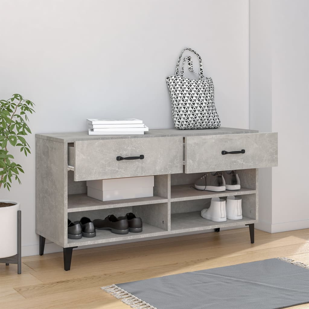 Kenkäkaappi betoninharmaa 102x35x55 cm tekninen puu - Sisustajankoti.fi