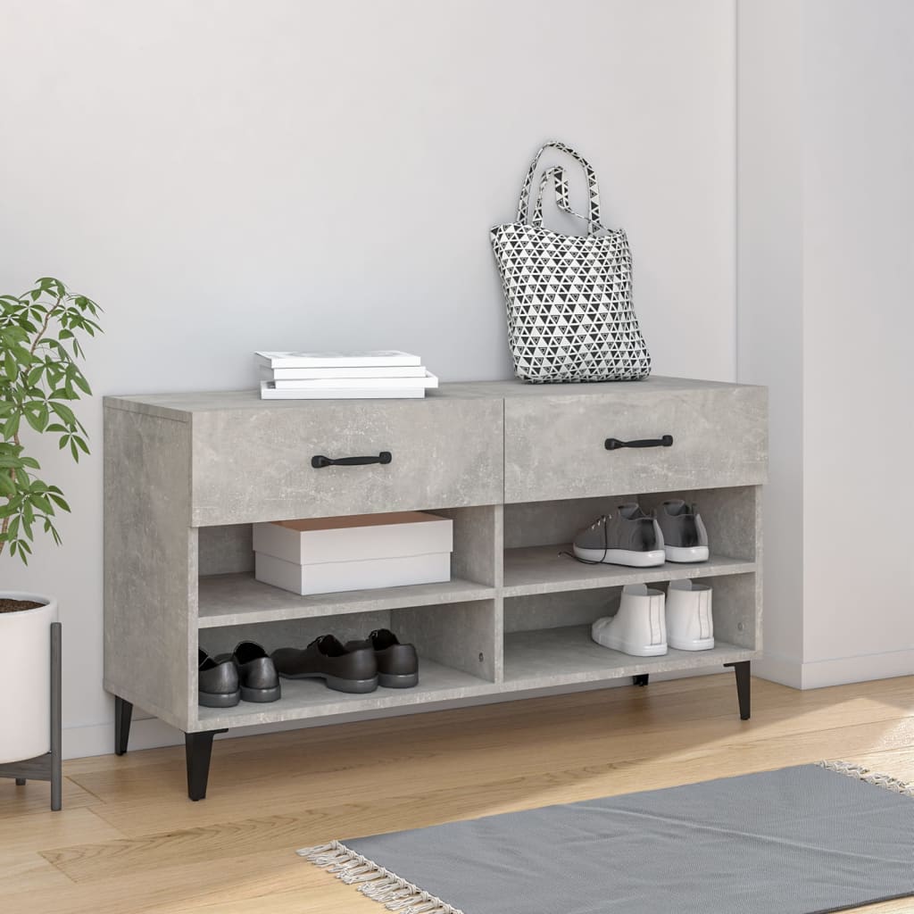 Kenkäkaappi betoninharmaa 102x35x55 cm tekninen puu - Sisustajankoti.fi