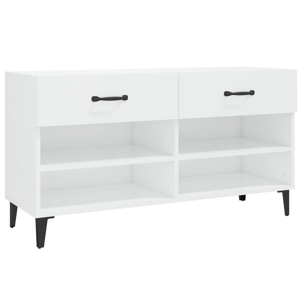 Kenkäkaappi korkeakiilto valkoinen 102x35x55 cm tekninen puu - Sisustajankoti.fi