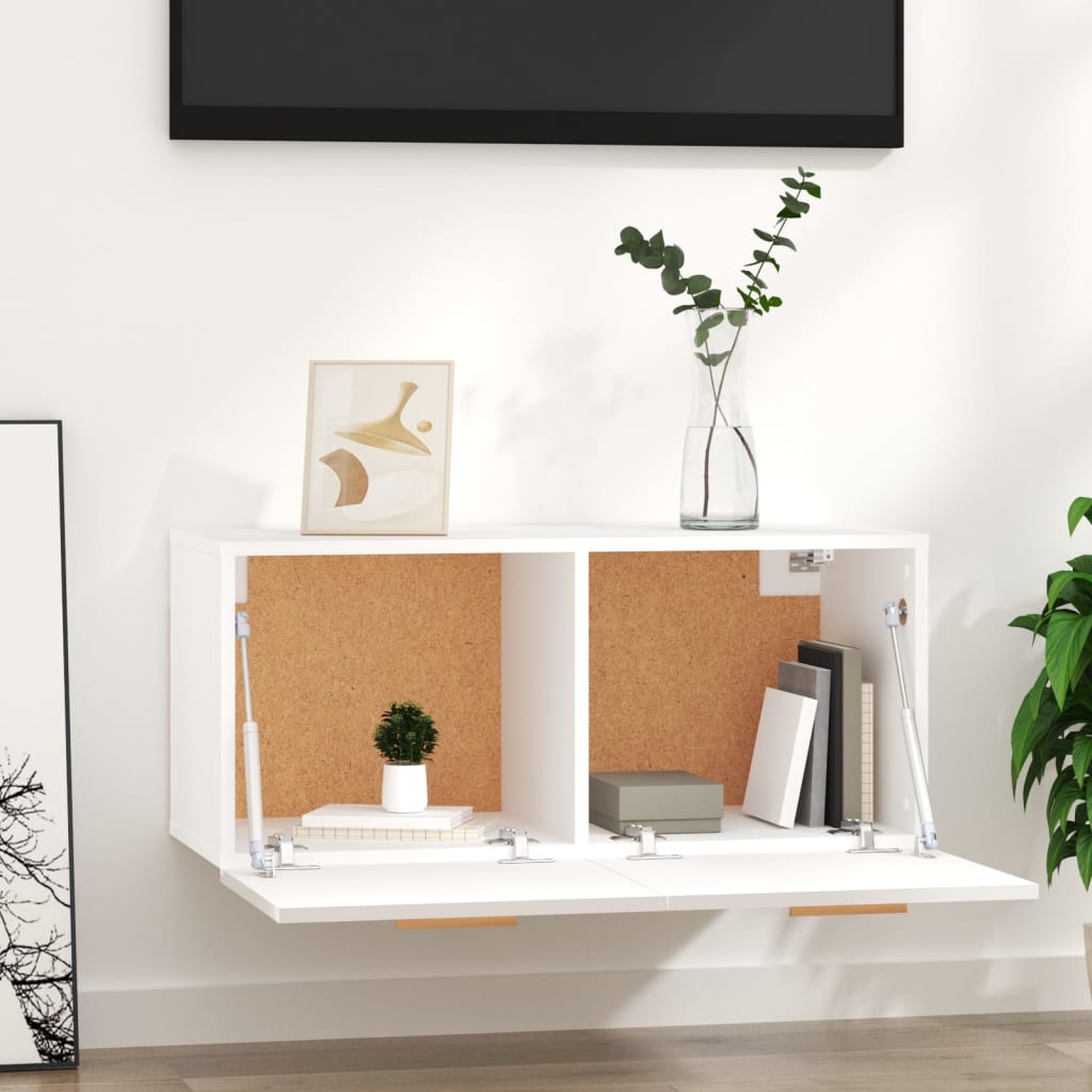TV-taso valkoinen 80x35x36,5 cm tekninen puu - Sisustajankoti.fi