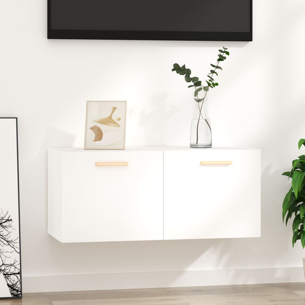 TV-taso valkoinen 80x35x36,5 cm tekninen puu - Sisustajankoti.fi