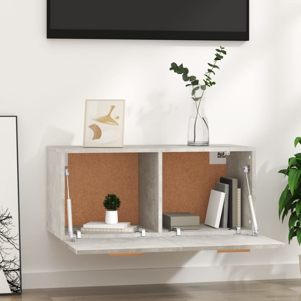 Seinäkaappi betoninharmaa 80x35x36,5 cm tekninen puu - Sisustajankoti.fi
