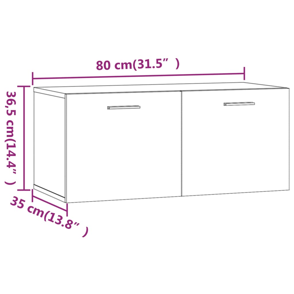 Seinäkaappi betoninharmaa 80x35x36,5 cm tekninen puu - Sisustajankoti.fi