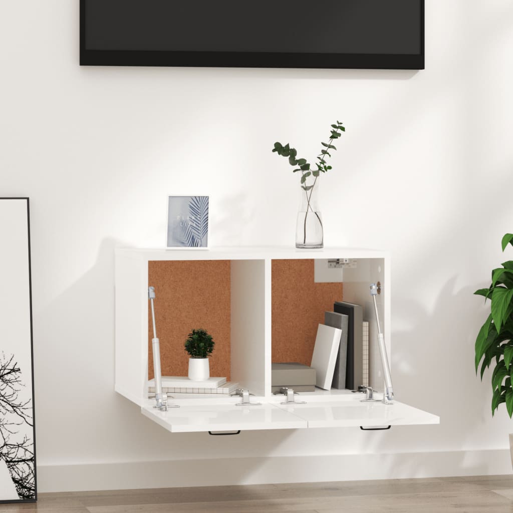 Seinäkaappi korkeakiilto valkoinen 80x35x36,5 cm tekninen puu - Sisustajankoti.fi