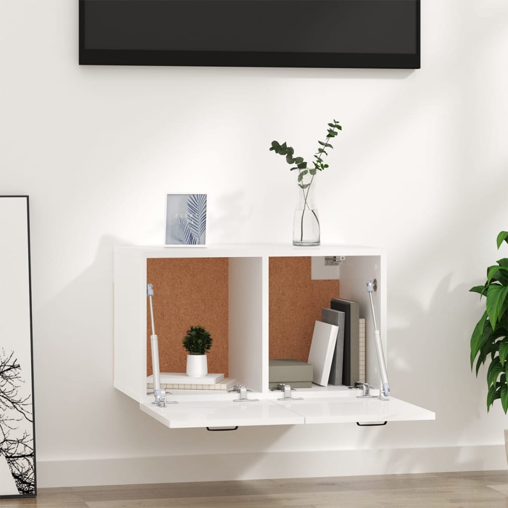 Seinäkaappi korkeakiilto valkoinen 80x35x36,5 cm tekninen puu - Sisustajankoti.fi