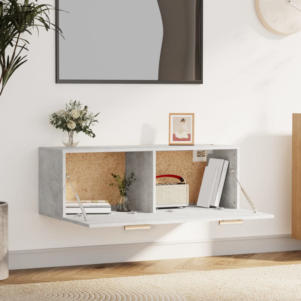 Seinäkaappi betoninharmaa 100x36,5x35 cm tekninen puu - Sisustajankoti.fi