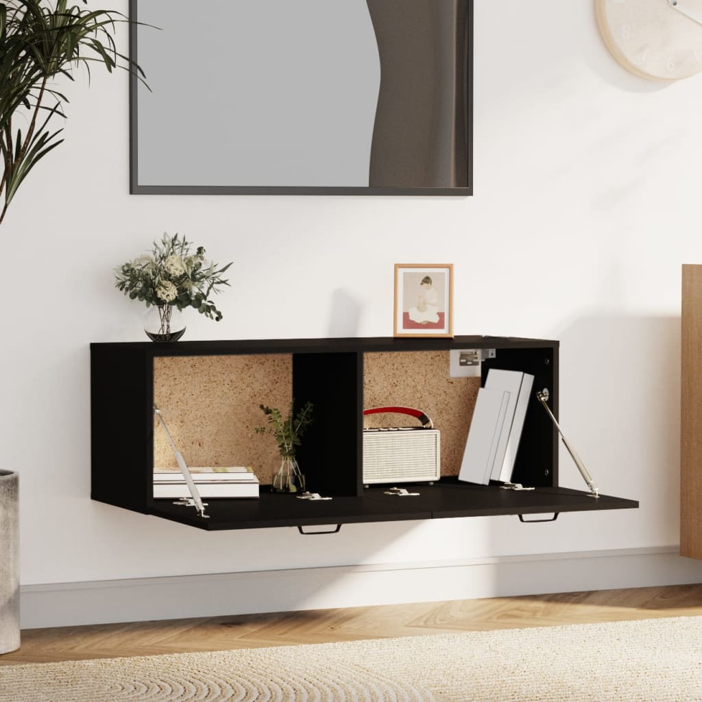 Seinäkaappi musta 100x36,5x35 cm tekninen puu - Sisustajankoti.fi