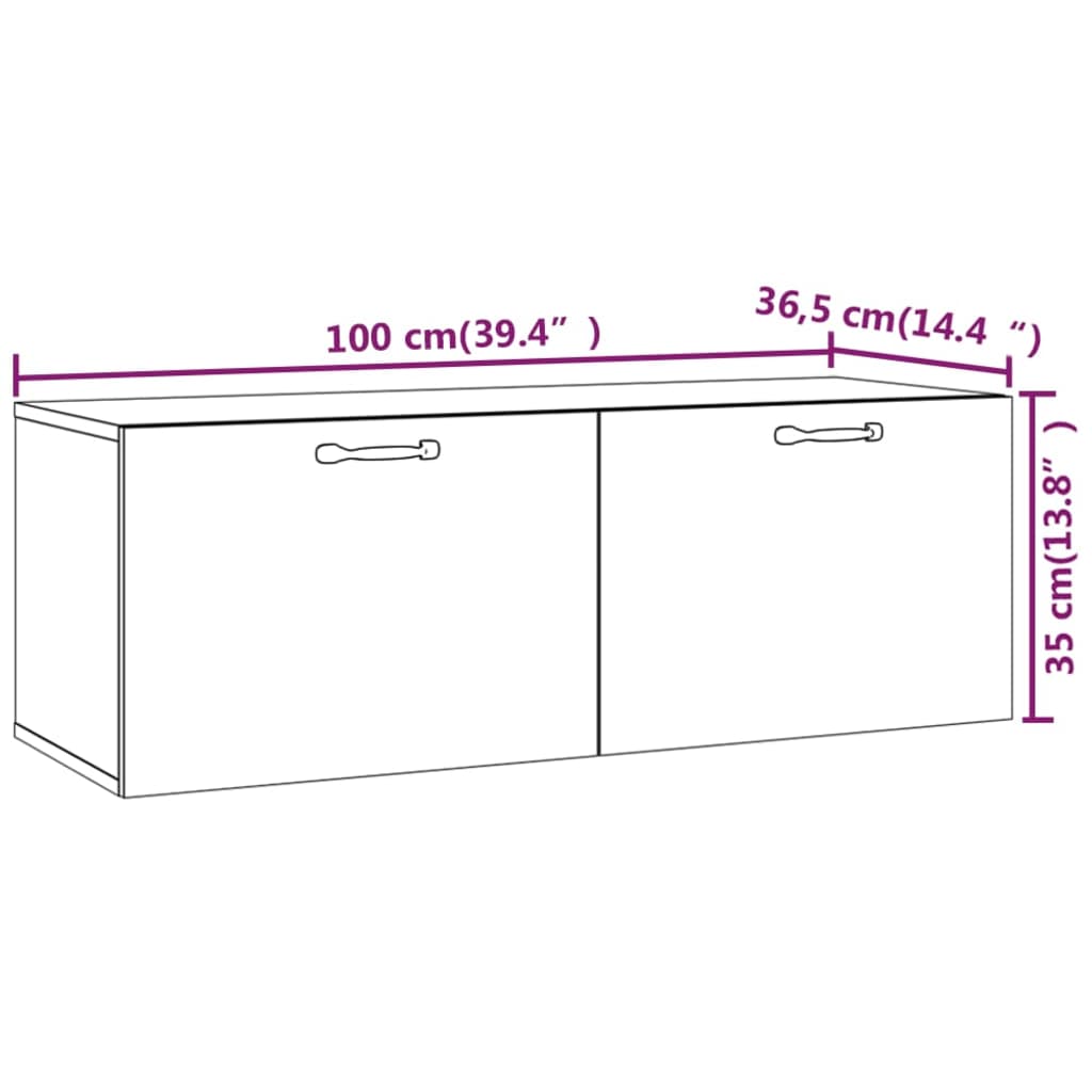 Seinäkaappi musta 100x36,5x35 cm tekninen puu - Sisustajankoti.fi