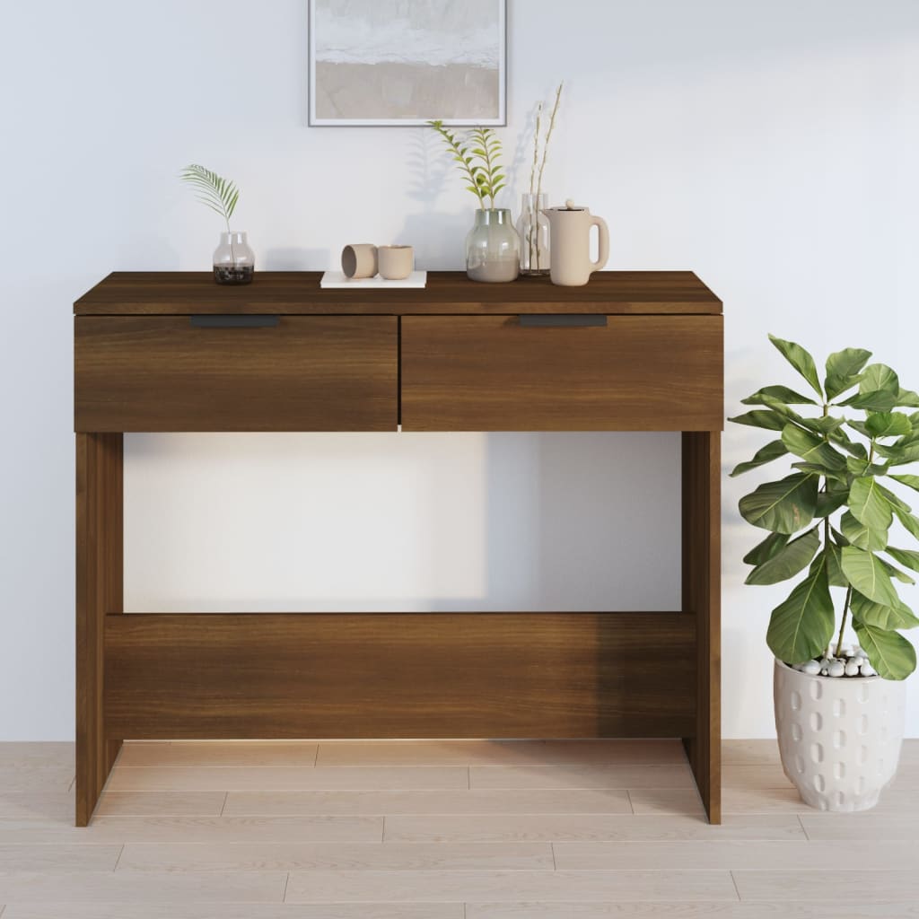 Konsolipöytä ruskea tammi 90x36x75 cm tekninen puu - Sisustajankoti.fi