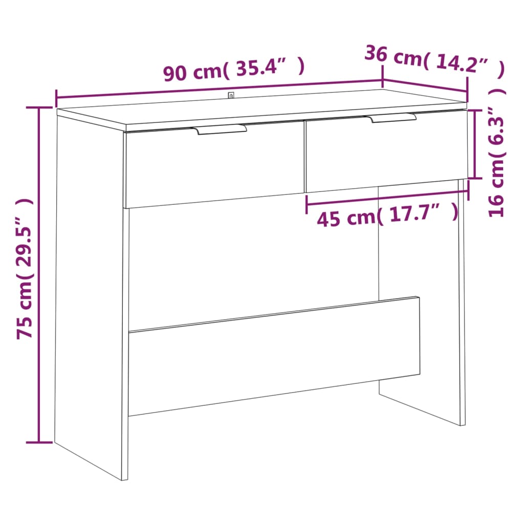 Konsolipöytä ruskea tammi 90x36x75 cm tekninen puu - Sisustajankoti.fi