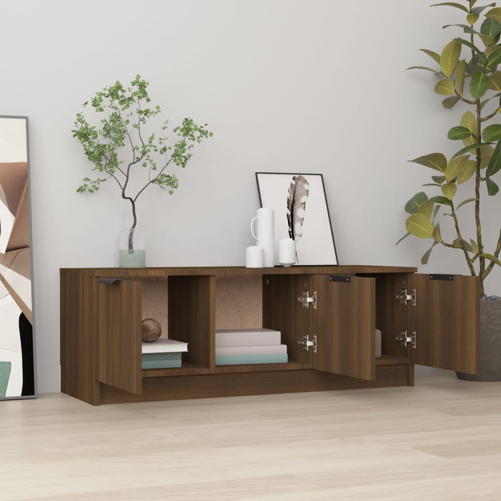 TV-taso ruskea tammi 102x35x36,5 cm tekninen puu - Sisustajankoti.fi