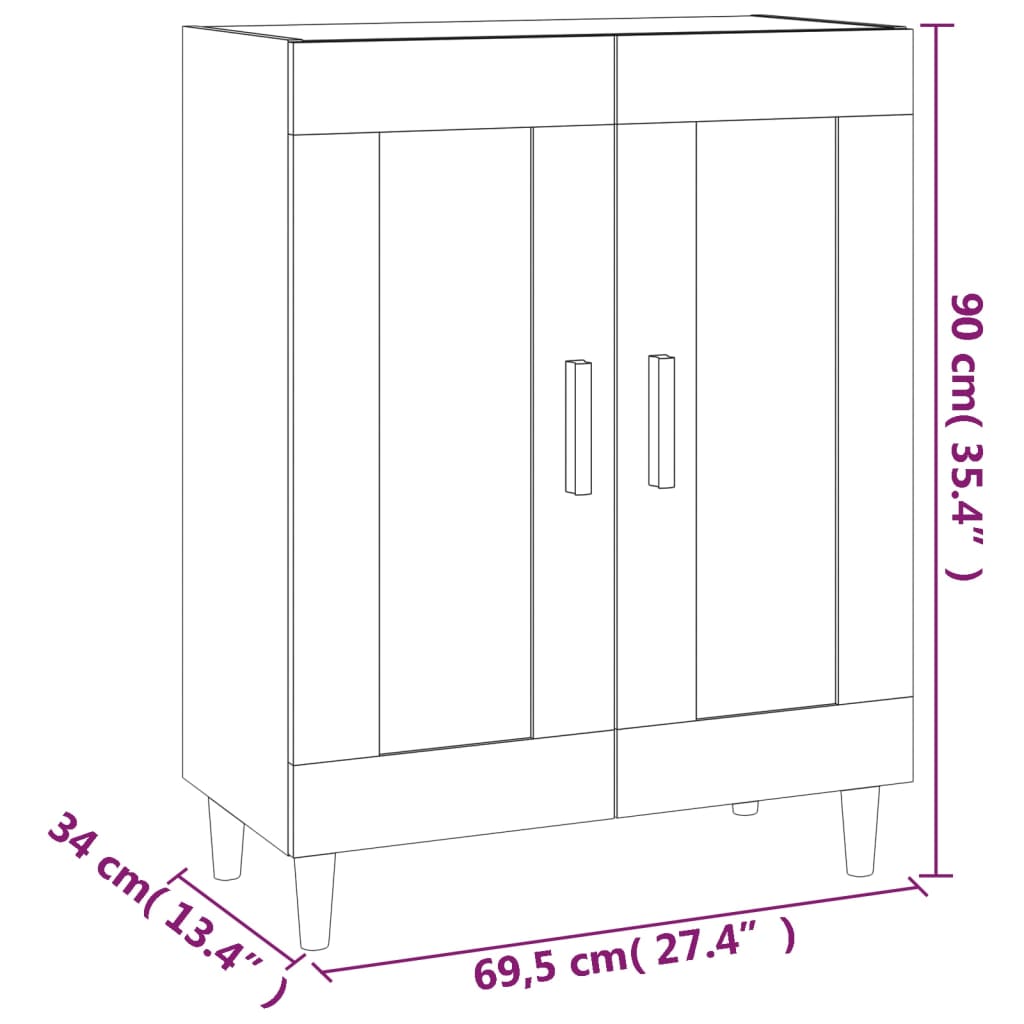 Senkki ruskea tammi 69,5x34x90 cm tekninen puu - Sisustajankoti.fi