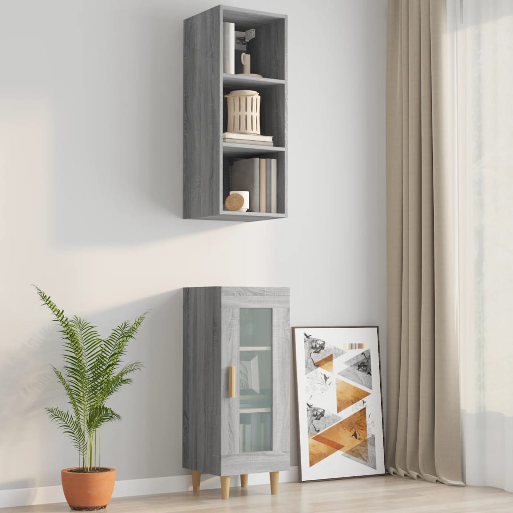 Seinäkaappi harmaa Sonoma 34,5x32,5x90 cm tekninen puu - Sisustajankoti.fi