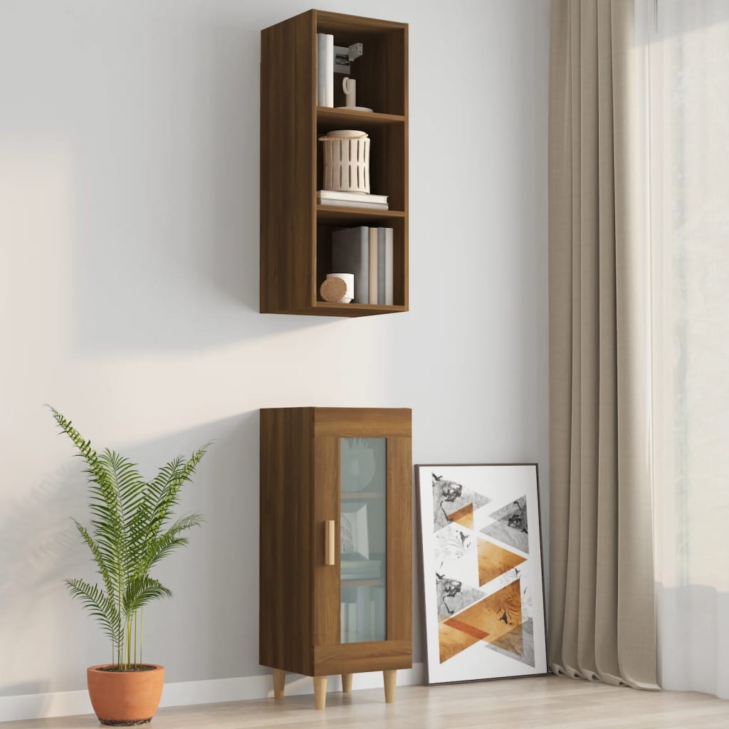 Seinäkaappi ruskea tammi 34,5x32,5x90 cm tekninen puu - Sisustajankoti.fi