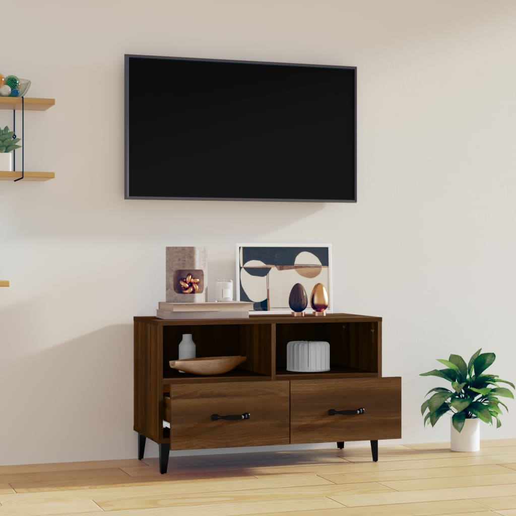 TV-taso ruskea tammi 80x36x50 cm tekninen puu - Sisustajankoti.fi
