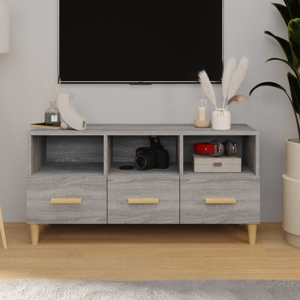 TV-taso harmaa Sonoma 102x36x50 cm tekninen puu - Sisustajankoti.fi