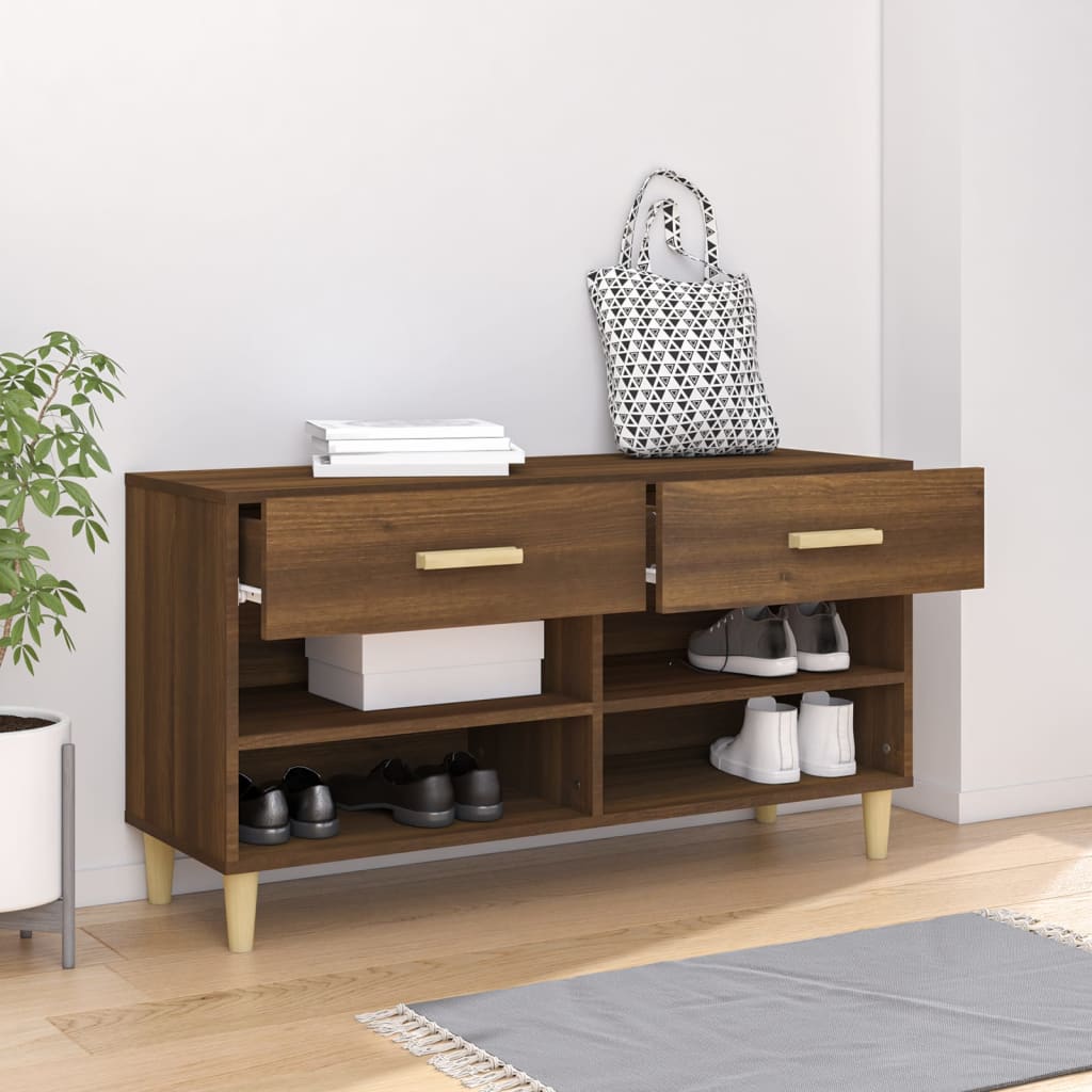 Kenkäkaappi ruskea tammi 102x35x55 cm tekninen puu - Sisustajankoti.fi