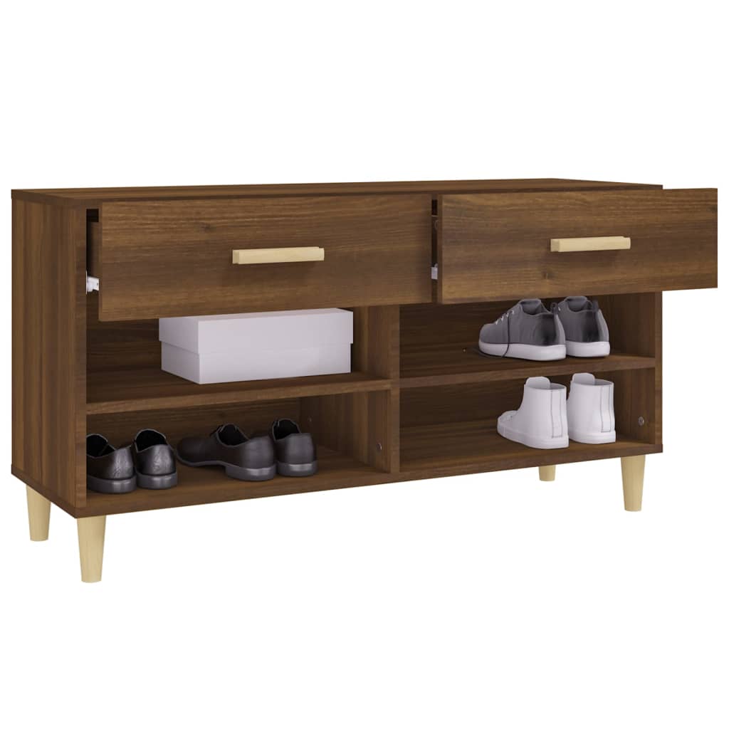 Kenkäkaappi ruskea tammi 102x35x55 cm tekninen puu - Sisustajankoti.fi