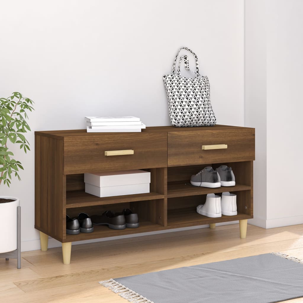 Kenkäkaappi ruskea tammi 102x35x55 cm tekninen puu - Sisustajankoti.fi