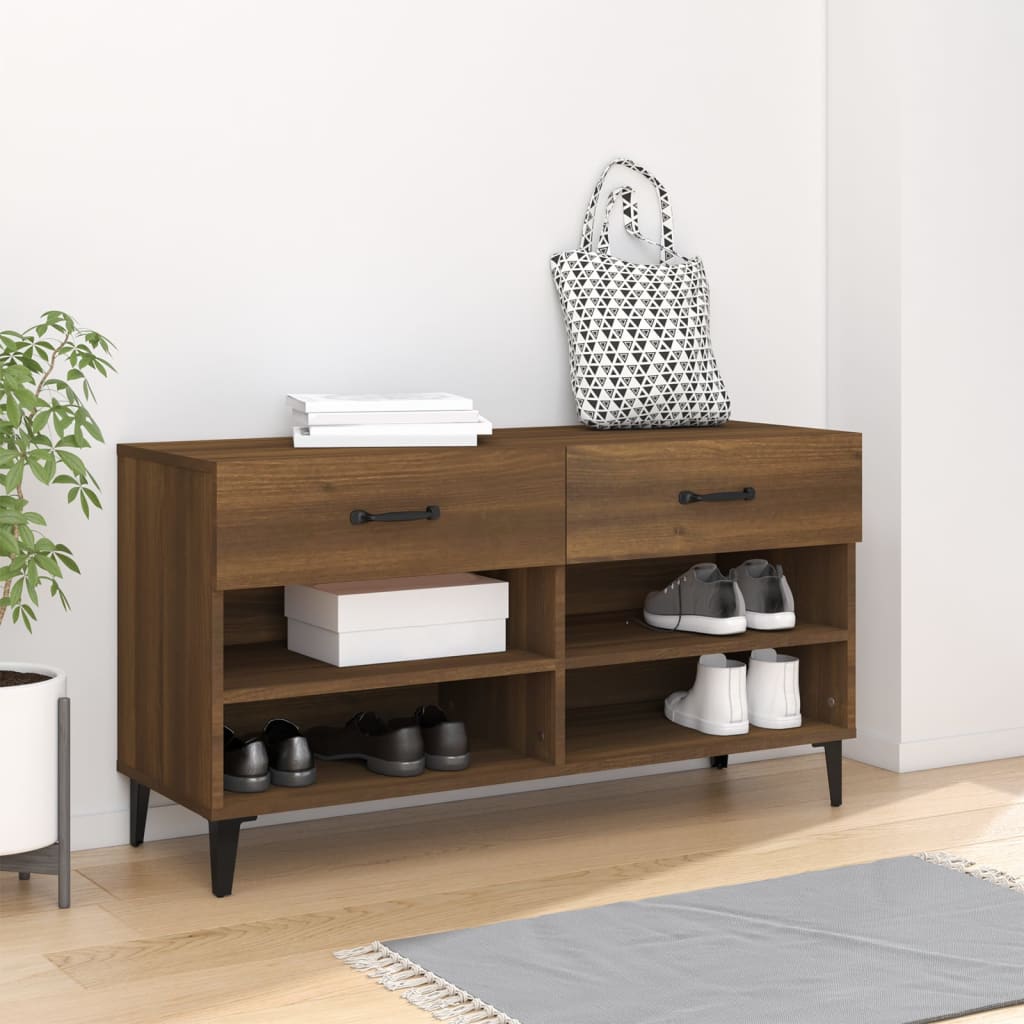 Kenkäkaappi ruskea tammi 102x35x55 cm tekninen puu - Sisustajankoti.fi