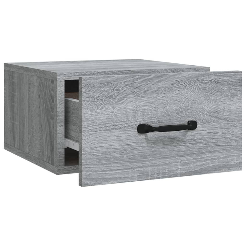 Seinäkiinnitettävät yöpöydät 2 kpl harmaa Sonoma 35x35x20 cm - Sisustajankoti.fi
