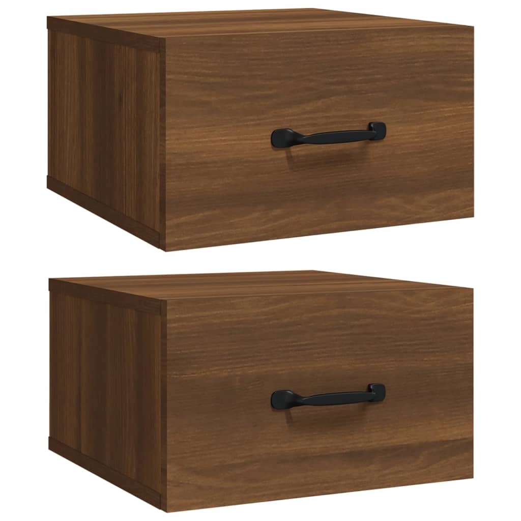 Seinäkiinnitettävät yöpöydät 2 kpl ruskea tammi 35x35x20 cm - Sisustajankoti.fi