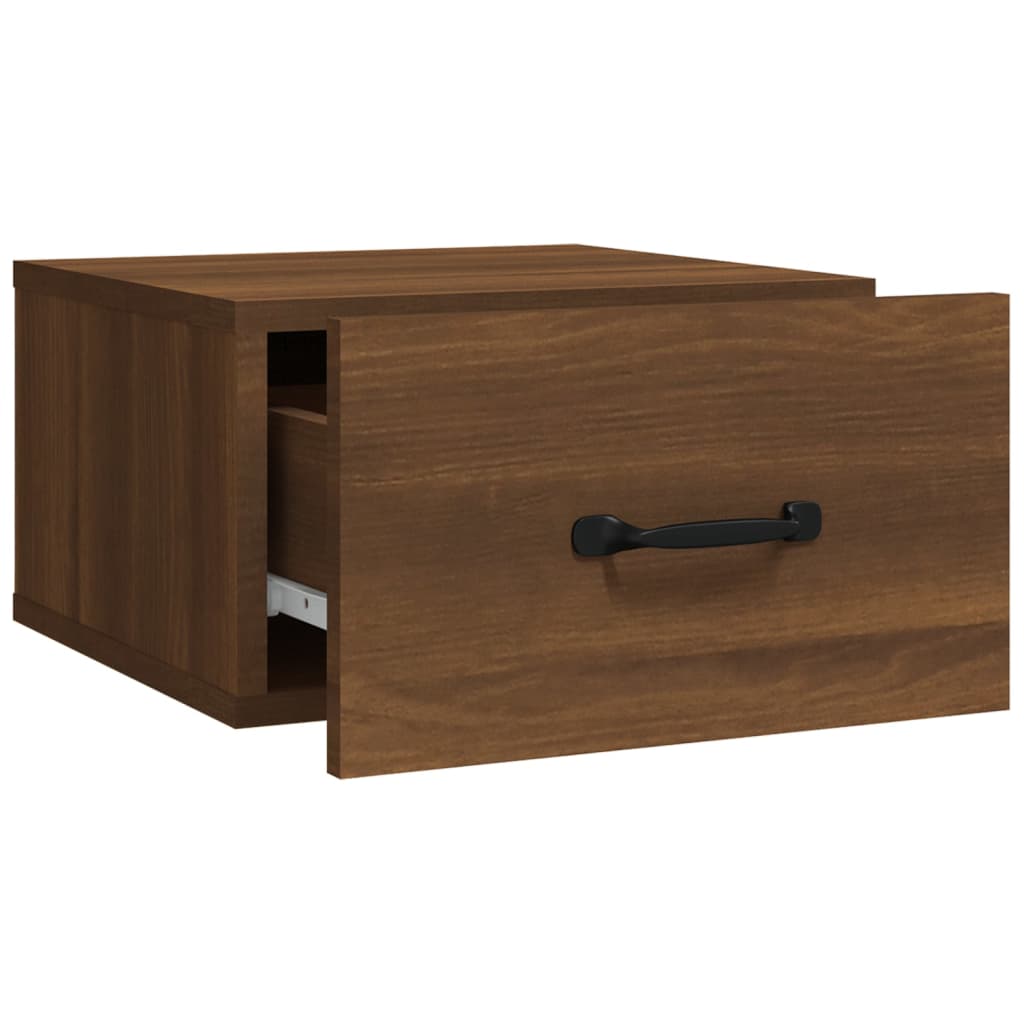 Seinäkiinnitettävät yöpöydät 2 kpl ruskea tammi 35x35x20 cm - Sisustajankoti.fi
