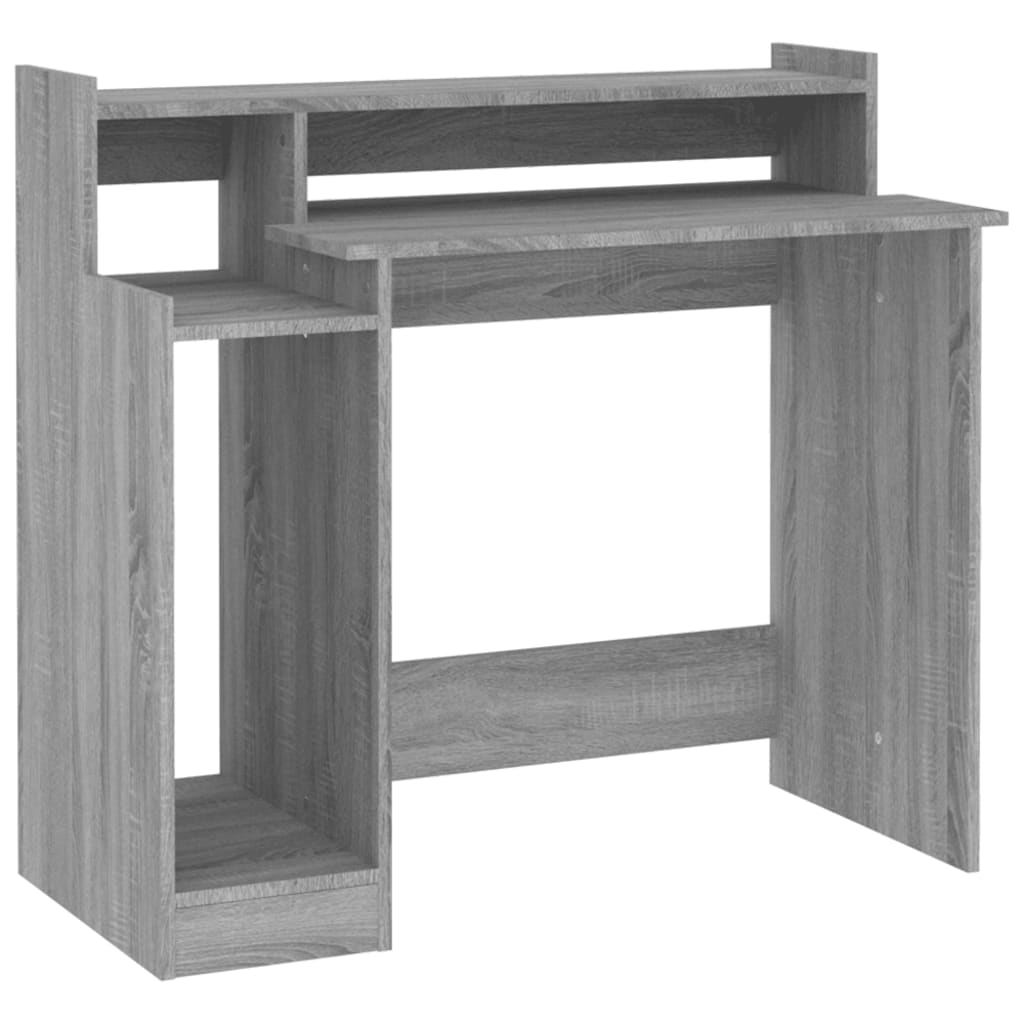 Työpöytä LED-valoilla harmaa Sonoma 97x45x90 cm tekninen puu - Sisustajankoti.fi