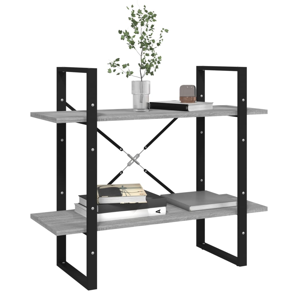 2-kerroksinen Kirjahylly harmaa Sonoma 80x30x70 cm tekninen puu - Sisustajankoti.fi