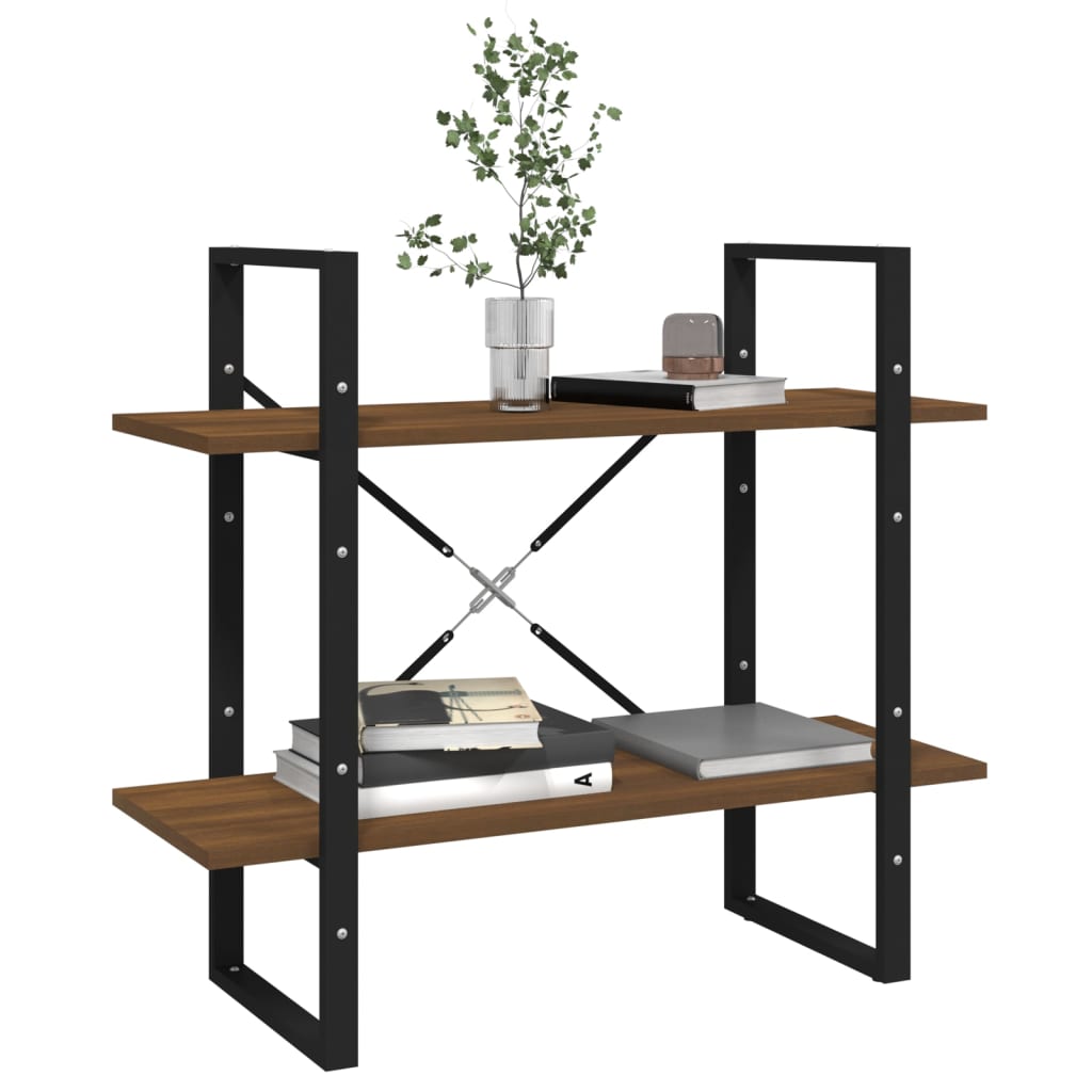 2-kerroksinen Kirjahylly ruskea tammi 80x30x70 cm tekninen puu - Sisustajankoti.fi