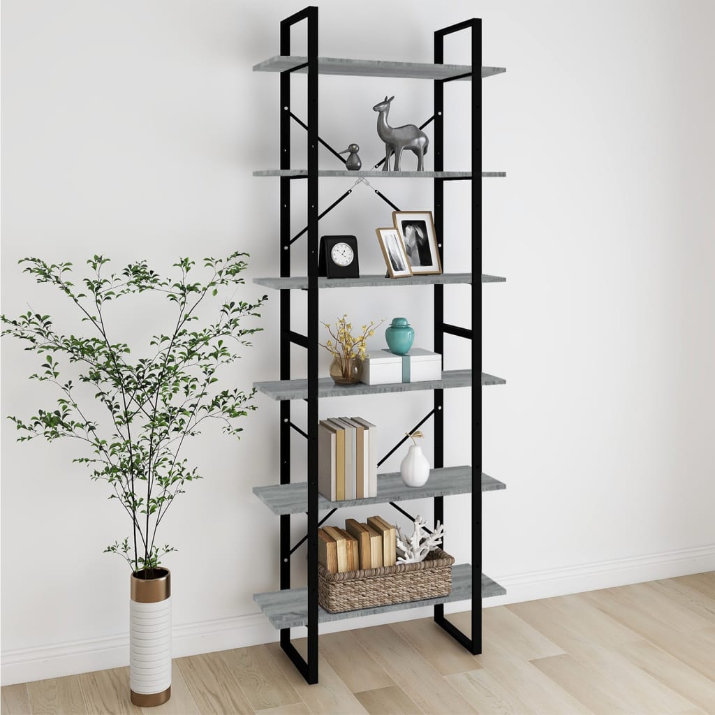 Korkea hylly harmaa Sonoma 80x30x210 cm tekninen puu - Sisustajankoti.fi