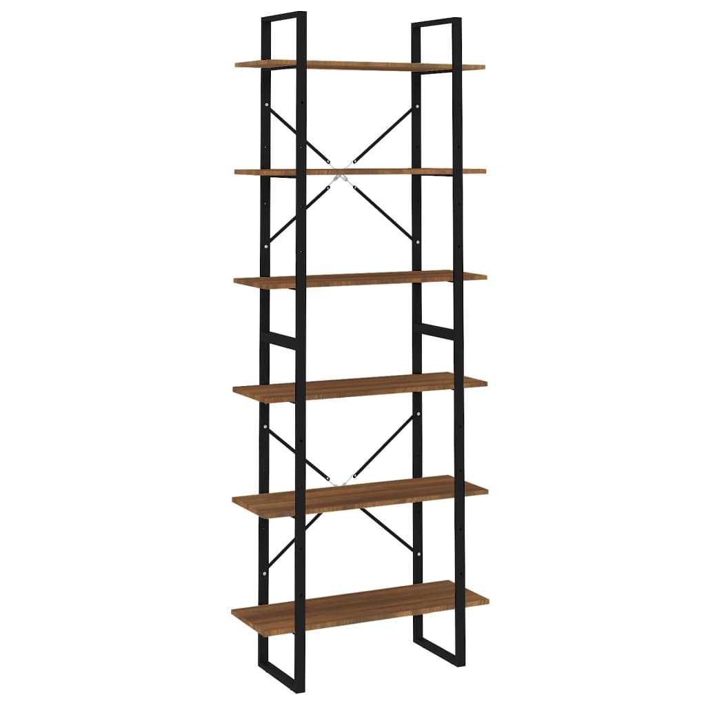 Korkea hylly ruskea tammi 80x30x210 cm tekninen puu - Sisustajankoti.fi