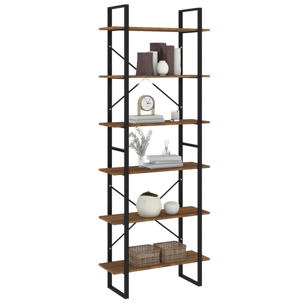Korkea hylly ruskea tammi 80x30x210 cm tekninen puu - Sisustajankoti.fi