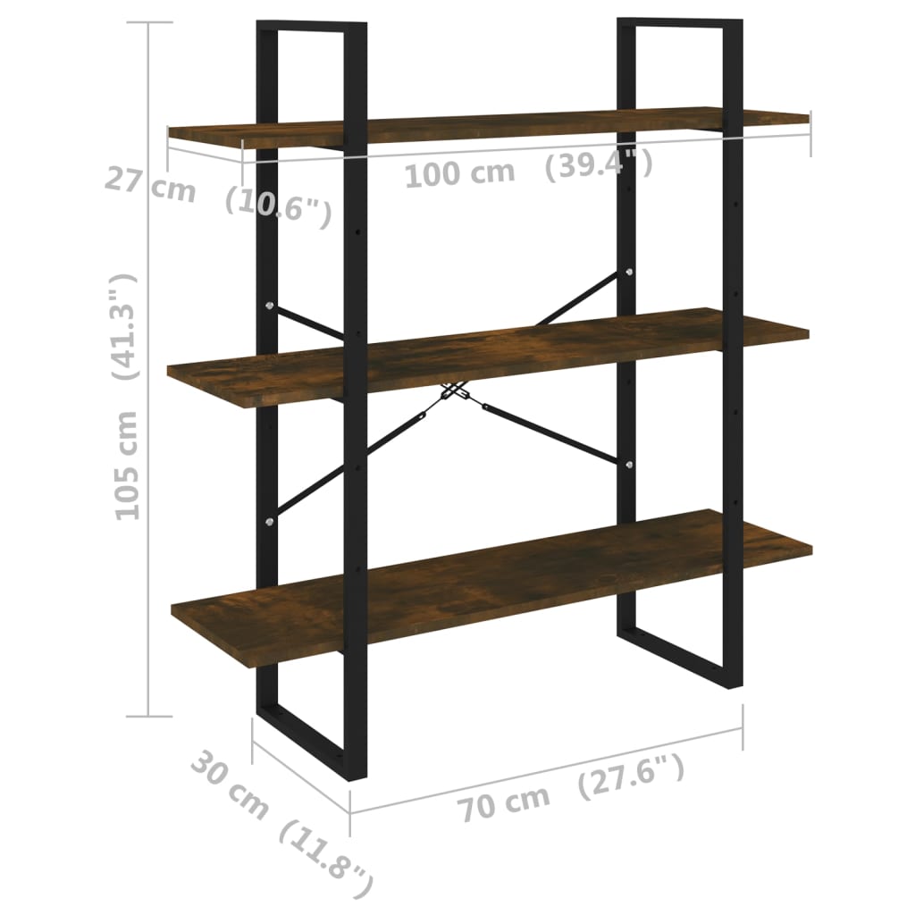 Kirjahylly savutammi 100x30x105 cm tekninen puu - Sisustajankoti.fi