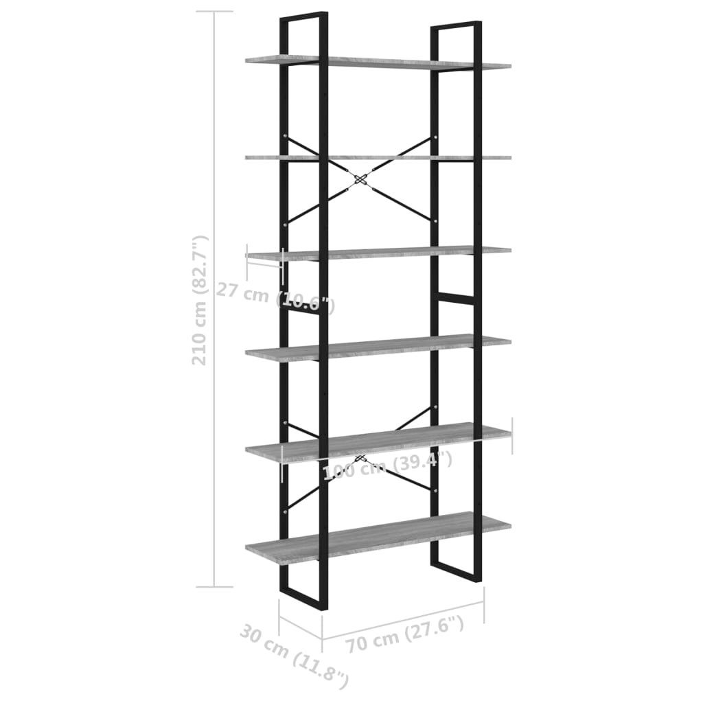 Korkea hylly harmaa Sonoma 100x30x210 cm tekninen puu - Sisustajankoti.fi