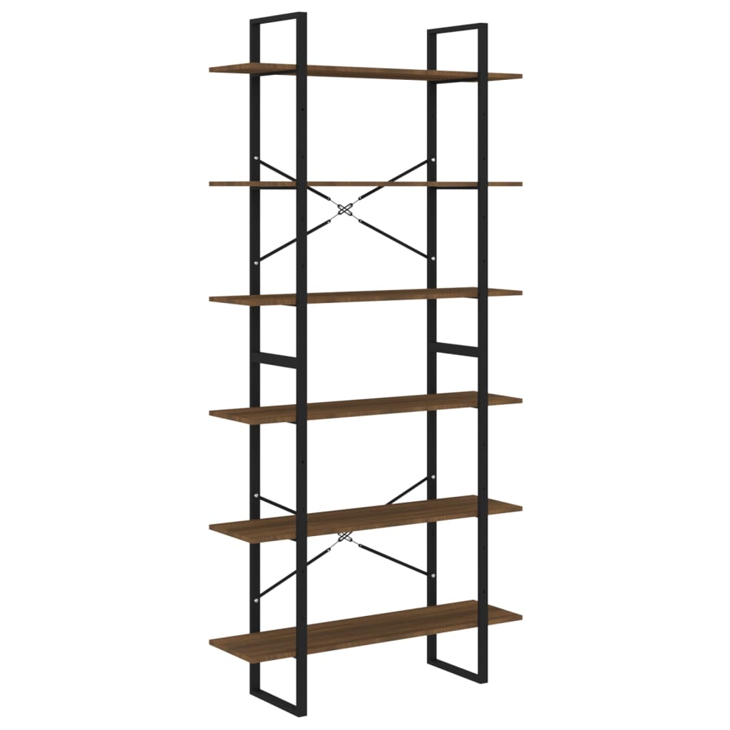 Korkea hylly ruskea tammi 100x30x210 cm tekninen puu - Sisustajankoti.fi