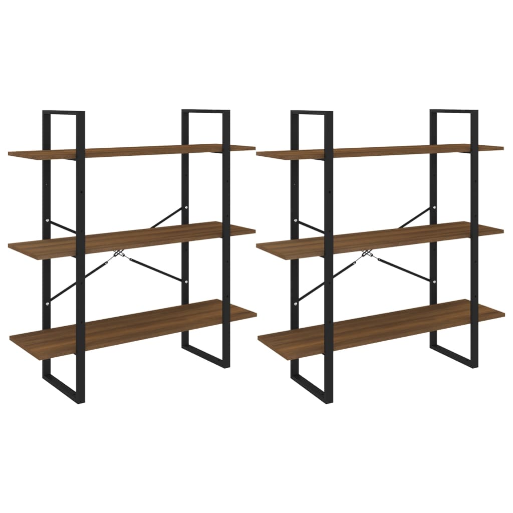 Korkea hylly ruskea tammi 100x30x210 cm tekninen puu - Sisustajankoti.fi