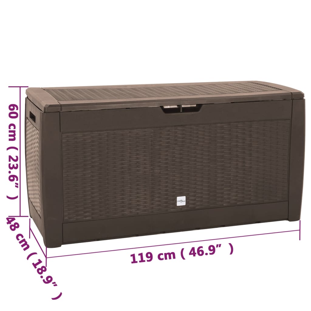 Puutarhan varastoarkku ruskea 119x48x60 cm polypropeeni - Sisustajankoti.fi